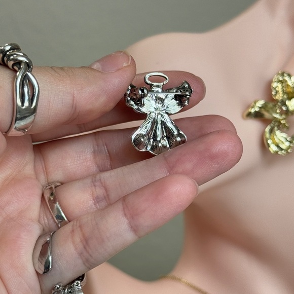 ⚜️ Vintage Silver Angel Brooch with Crystals 👼🏻💎 - Picture 6 of 6